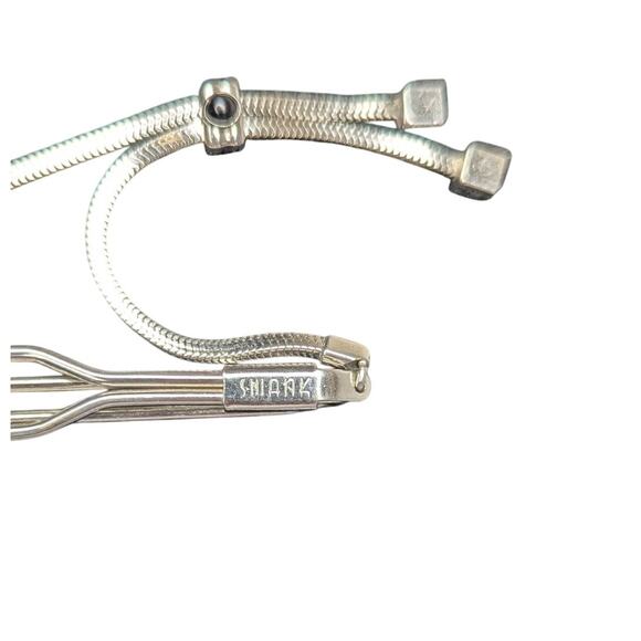 Vintage Swank Silver bolo style slide chain tie bar clip with black stone - Picture 5 of 6